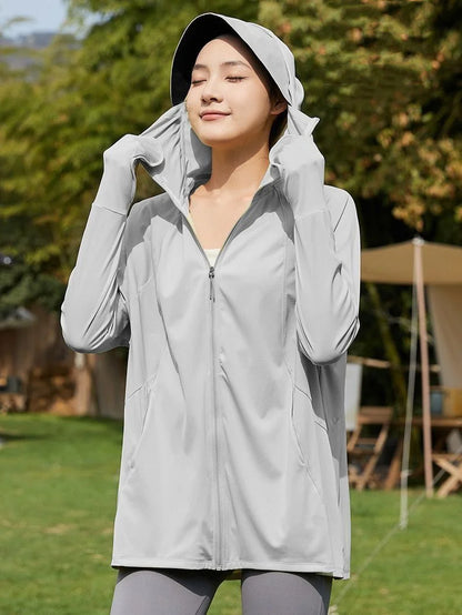 Running Sun Protective Clothing 2024 Women Fashion Slim Fit Jackets Anti-UV Long Sleeve Yoga Coat for Outdoor Sportswear Summer