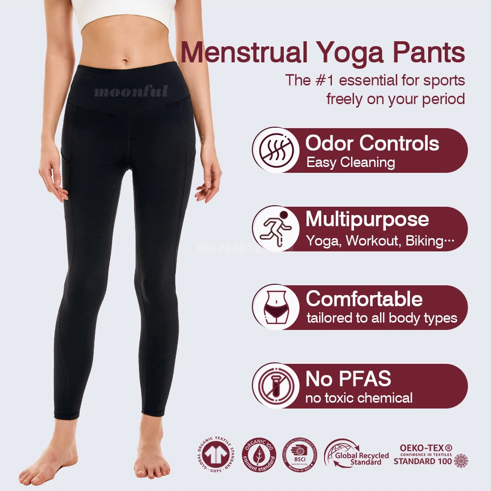 Women Sport Leggings with Period Panties High Waist Elastic Yoga Menstrual Pants Female Fitness Period Underwear Push Up Panty