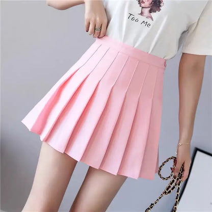 Mini Skirts Womens 2024 Summer Japanese School Pleated Skirts High Waist Kawaii Cute Pink Plaid Skirt Uniform Harajuku Jupe