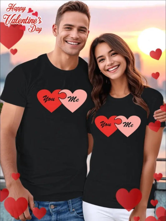 Love Valentine'S Day T-Shirt,   Couple T-Shirt, Couple Christmas, Fashion Casual T-Shirt, Short-Sleeved T-Shirt