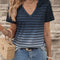 Printed Striped Casual Short-sleeved T-shirt