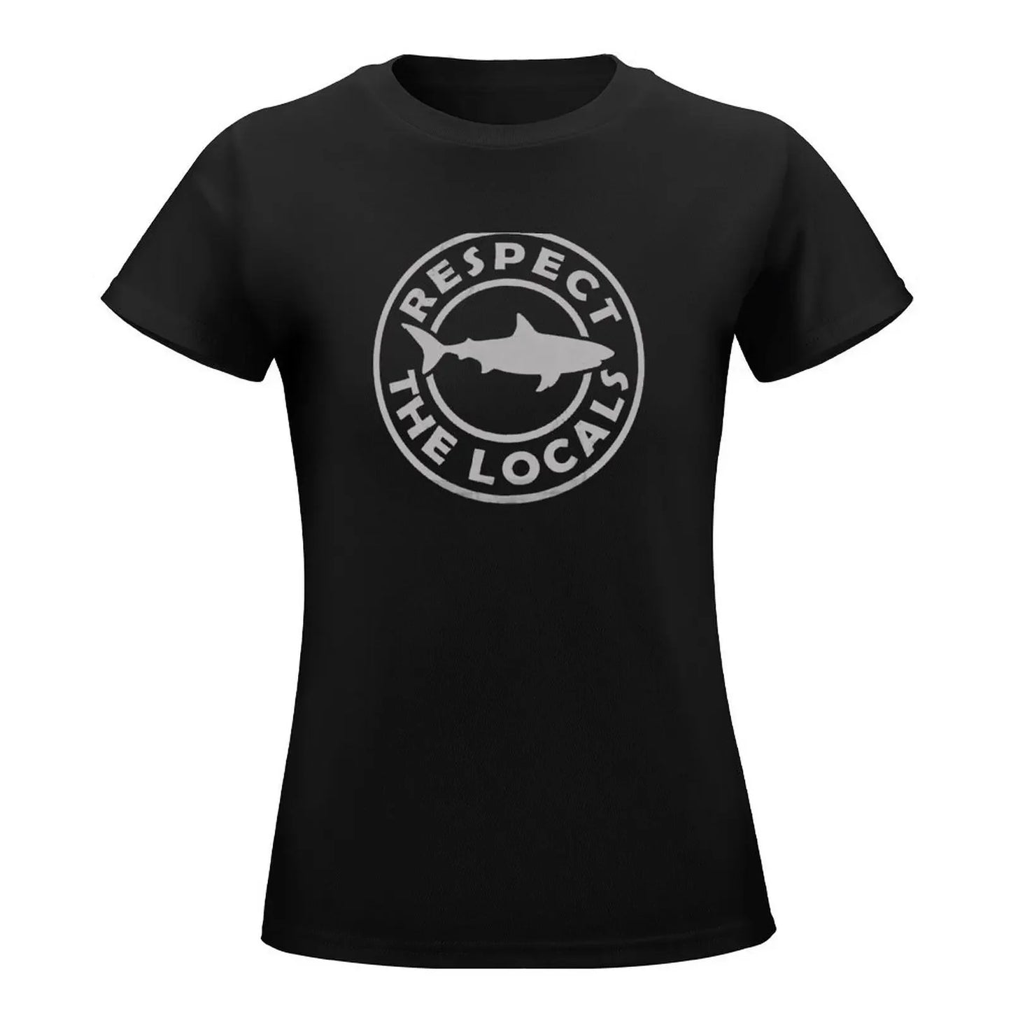 Respect The Locals Shark T-shirt graphics oversized summer tops Summer Women's clothing