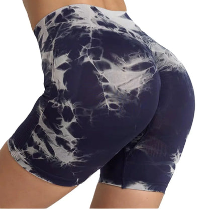 Yoga Shorts for Women Sports Tie Dye Seamless Cycling Running Shorts High Waisted Sports Workout Gym Fitness Shorts S M L XL