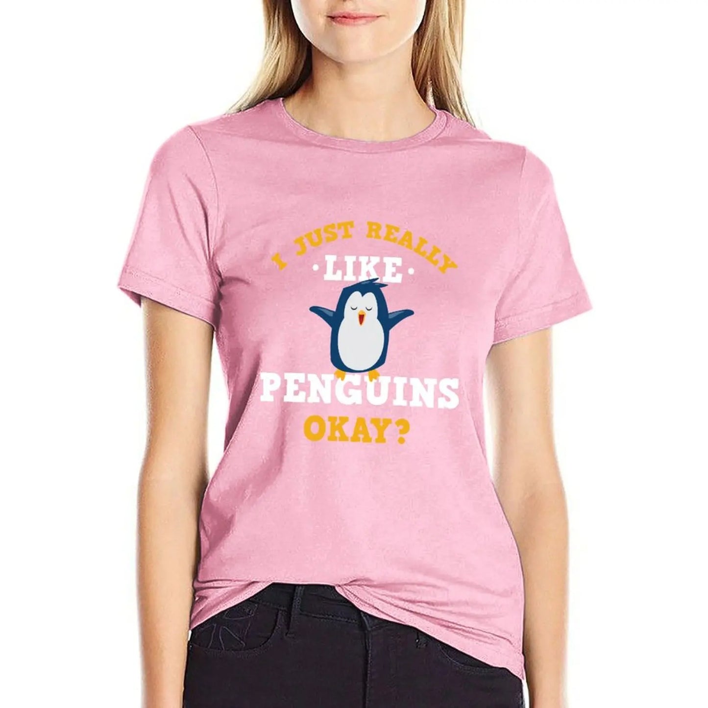 Cute I Just Really Like Penguins Quote T-Shirt shirts graphic tees anime clothes Womens clothing