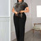 Plus Size Jumpsuits for Women See Through Beading Long Sleeve Beige Black Empire Wide Leg One Piece Outfits Luxury Rompers