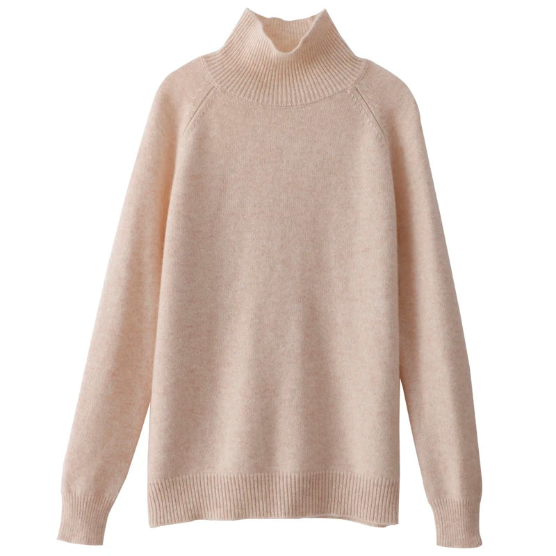 Autumn and winter new women's high-neck cashmere wool sweater loose knit pullover women's casual warm base pullover sweater