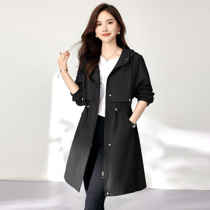 Casual Women's Hooded Fashion Mid-length Coat