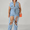 Womens Jeans Plus Size Streetwear One Piece Suit with Sash Denim Elegant Oversized Ripped Jumpsuit Wholesale Bulk Dropshipping