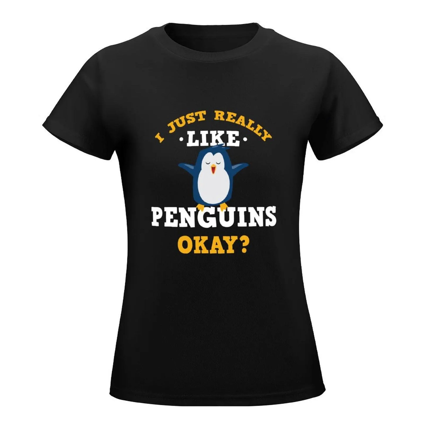 Cute I Just Really Like Penguins Quote T-Shirt shirts graphic tees anime clothes Womens clothing